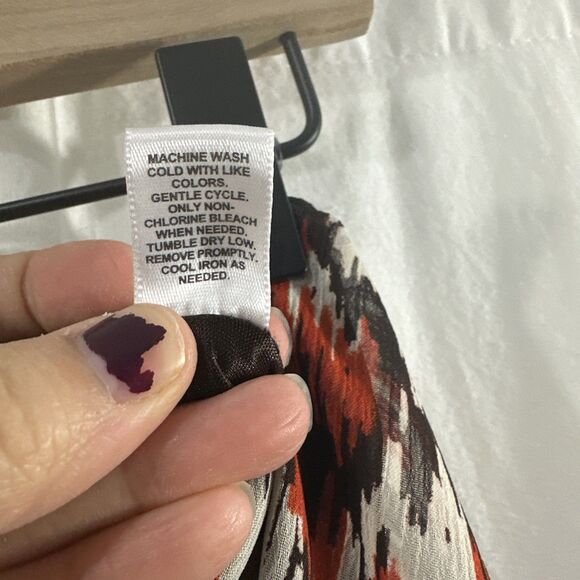 Cato Orange Brown Artsy Flowy Elastic Waist Pull On Skirt Womens Size M Fall - Picture 7 of 9